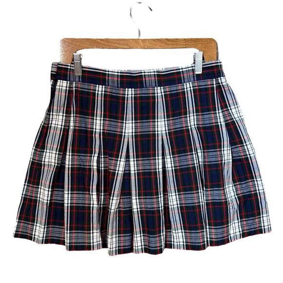 Parker Plaid Tartan A-line Skirt Size 32 Red Blue Green Pleated Holiday Preppy - Picture 3 of 6